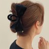 4 PACK Bow Claw Clip, Silky Satin Hair Bow Clips Black Hair Bow Hair Clips, Non-Slip Hair Styling Accessories for Thin Thick Curly Hair