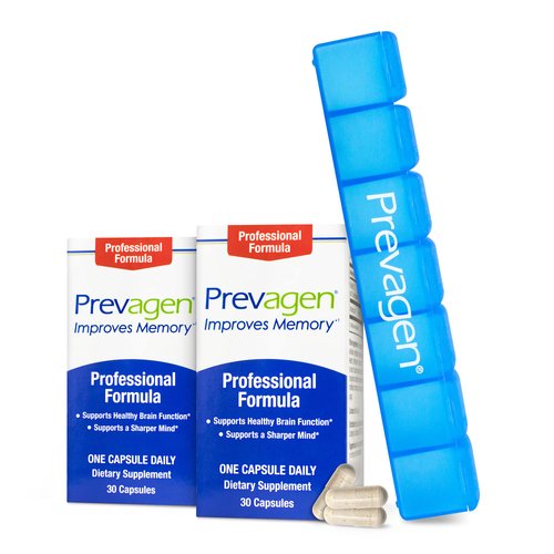Prevagen Improves Memory - Professional Formula 40mg, 30 Capsules |2 Pack| with Apoaequorin & Vitamin D & Prevagen 7-Day Pill Minder | Brain Supplement for Better Brain Health