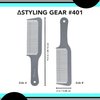 Styling Gear 401 XL Barber Comb Flattops Clipper Comb Hair Cutting Wavy Teeth Wide Teeth Barber Combs Flat Top 2 Pieces. (Gray)