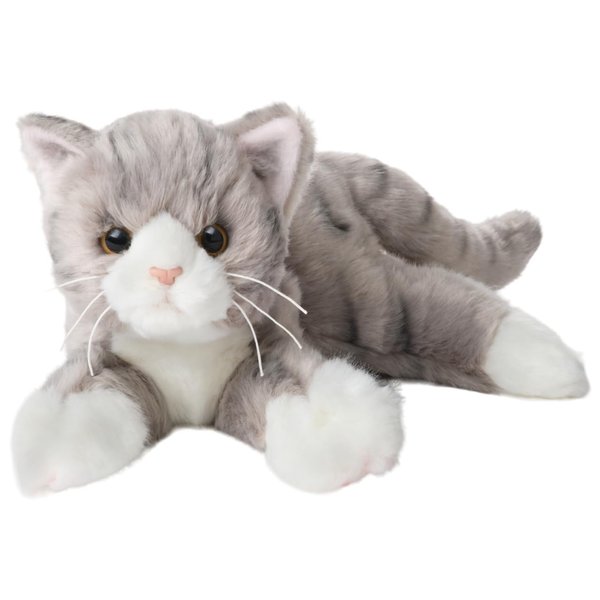 Bearington Socks Cat 15 Inch Plush Cat - Stuffed Cats That Look Real - Stuffed Kitty Grey Cat Stuffed Animal