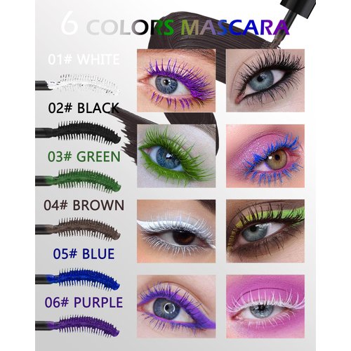 Brown Tubing Mascara Volume and Length-2PCS Waterproof Voluminous Lengthening Colored Mascara Liquid Lash Extensions, Fiber Thick Lashes Smudge-proof Curling Color Mascara for Women Party Stage Use