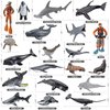 20pcs Mini Ocean Animal Figurines - Realistic Sea Creatures Toy Figures with Sharks, Whales & Diver Figures - Great for Kids' Parties, Cake Topepr & Gift