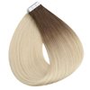 Full Shine Tape in Hair Extensions Human Hair 18 Inch Balayage Tape in Extensions Color 3 and 8 Brown Fading to 613 Bleach Blonde Double Sided Tape Hair 20 Pcs 50 Grams Adhesive Hair Extensions