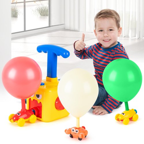 TODKISS Balloon Launcher Toy Set, Balloon Pump Rocket Launcher with 20 Balloons and 2 Balloon Powered Car Toys, Spaceship Toy, Astronaut Figure, Crab Race Car Toy for Kids 3 4 5 6 7 Years Gifts