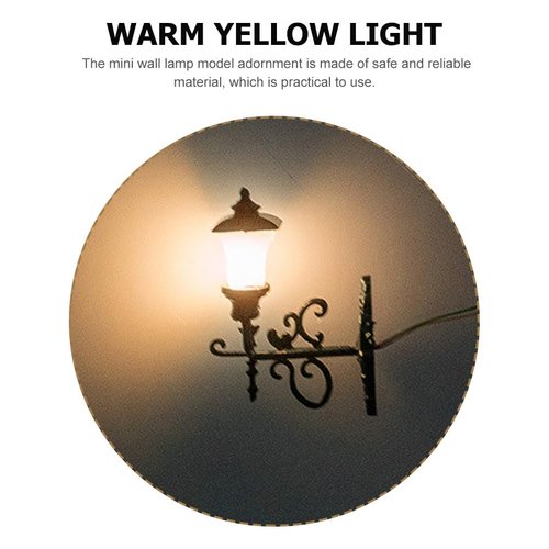 DOITOOL 4Pcs Dollhouse Wall Light Mini Dollhouse Furniture Vintage Dollhouse Wall Sconce Lights Decorative Dollhouse Outdoor Lamp for Dollhouse Micro Landscape Sand Table Ornaments - Golden