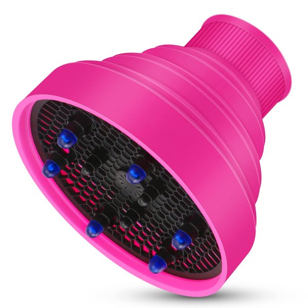 Segbeauty Travel Foldable Hair Diffuser, Collapsible Portable Hair Diffuser Easy for Natural Fine Thick Hair, Universal Blow Dryer Attachment for Blow Dryer with Nozzle 1.65-1.77In (Rose Red)
