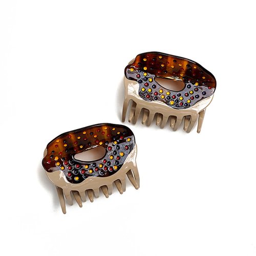 Funky Hair Clips in the Shape of Food - Novelty Food Inspired Hair Clips, Donut Pattern Hair Clips, Unique Customized Claw Clips Cute Claw Clips 2.6 inches 1pc