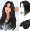 Angels Beauty Hair Toppers for Women Real Human Hair, 360° 3D Cover Side Clip in Bangs, Upgrade Base Human Hair Toppers for Women with Thinning Hair Side Bangs Hair Clip (Natural Black, Side Bangs)