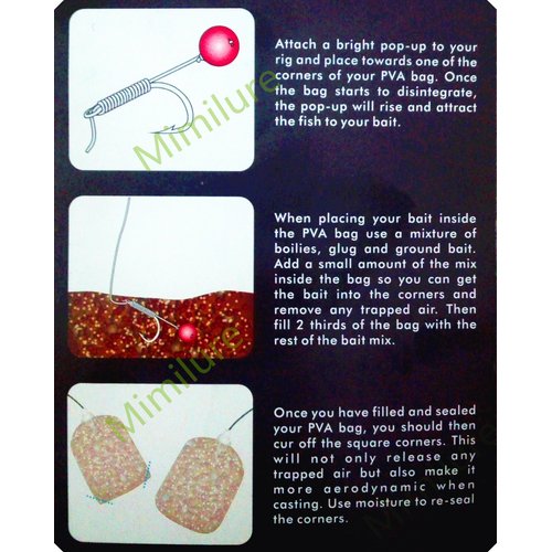 Mimilure PVA Fishing Bait Bags: 100pcs Catfish Fishing Baits Holder for Boilie Rig Carp Fishing Equipment, Small(6cmx12cm)