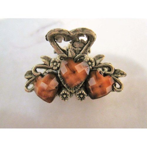 Generic Jeweled antique bronze hair claw clip with crystals (Secondary color: Purple), 1 Count (Pack of 1)