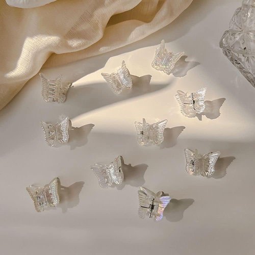 10Pcs White Mini Butterfly Hair Claw Bag Transparent Small Butterfly Hair Claw Clip Cute Headdress Hairpin Sweet Hair Clip Hair Accessories,Hair Care