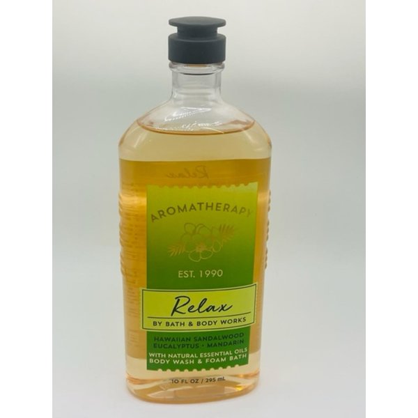 Hawaiian Sandalwood + Eucalyptus + Mandarin Aromatherapy Relax Foam Bath Body Wash 10 Ounce Full Size Bottle