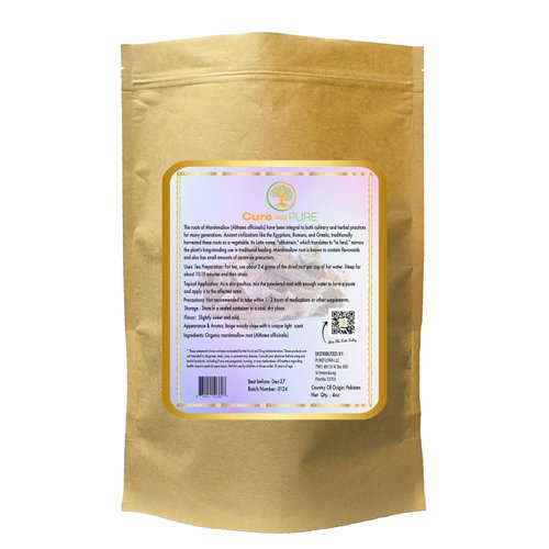 Cure wid Pure Organic Marshmallow Root Herb 4 Oz – Cut & Sifted Marshmallow Root Tea in Eco-Friendly Resealable Bag Versatile Choice for Herbal Tea, Marshmallow Root Powder, Tinctures & More