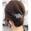 YBSHIN Bride Wedding Hair Comb Silver Rhinestone Hair Pieces Pearl Headpieces Leaf Bridal Hair Accessories for Women and Girls
