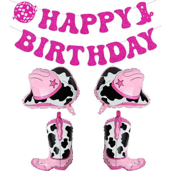 Disco Cowgirl Birthday Party Decorations Cowgirl Happy Birthday Banner Cowgirl Theme Party Decor for Women Girls Party Decor Supplies