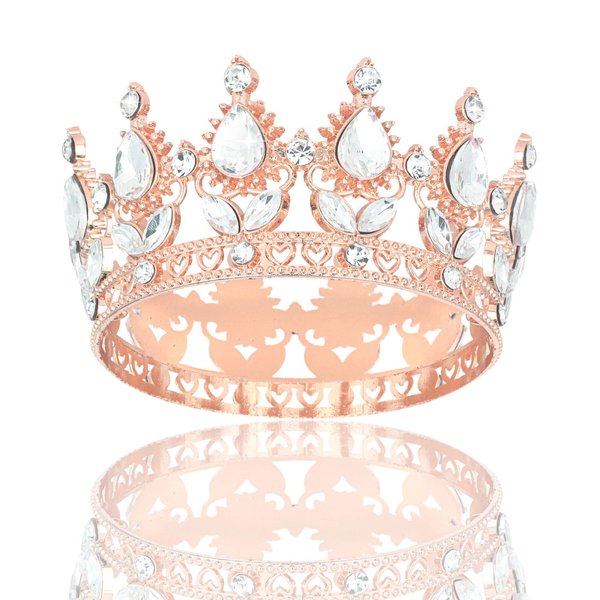 YARIEW Small Wedding Rhinestones Cake Topper Birthday Crown