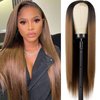 SOUTHEARTH Ombre Brown Wig for Women Long Straight Wigs Side Part Synthetic Wig for Daily Party Use