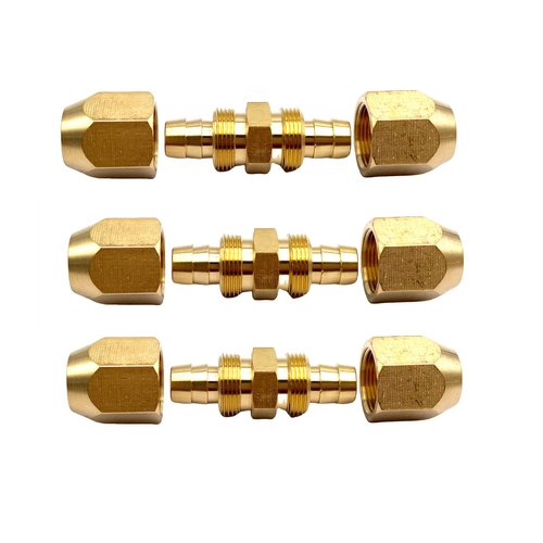3Pcs 3/8 Air Hose Repair Kits,Brass 3/8 Air Hose Fittings Reusable Hose Splicers Repair Kit for 3/8-Inch ID Hose
