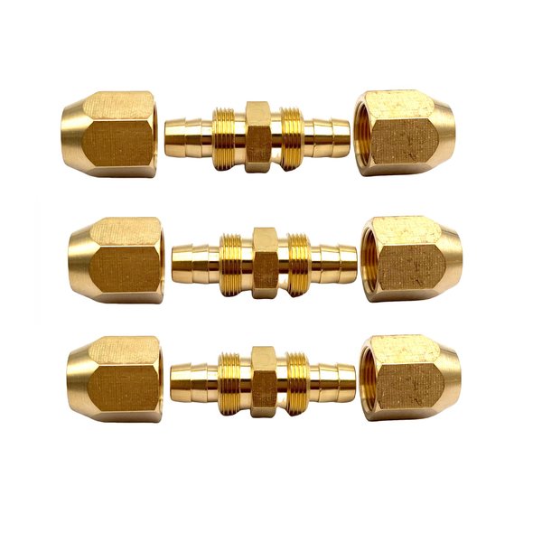 3Pcs 3/8 Air Hose Repair Kits,Brass 3/8 Air Hose Fittings Reusable Hose Splicers Repair Kit for 3/8-Inch ID Hose
