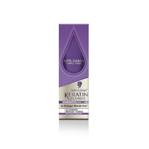 Schwarzkopf Keratin Blonde Anti Brass Purple Mask, 1 Application - Hair Dye Treatment Neutralizes Brassiness and Yellow Undertones, Hair Mask Strengthens Hair, Making it 3x Stronger*