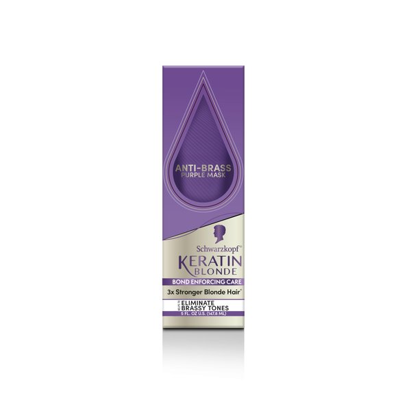 Schwarzkopf Keratin Blonde Anti Brass Purple Mask, 1 Application - Hair Dye Treatment Neutralizes Brassiness and Yellow Undertones, Hair Mask Strengthens Hair, Making it 3x Stronger*