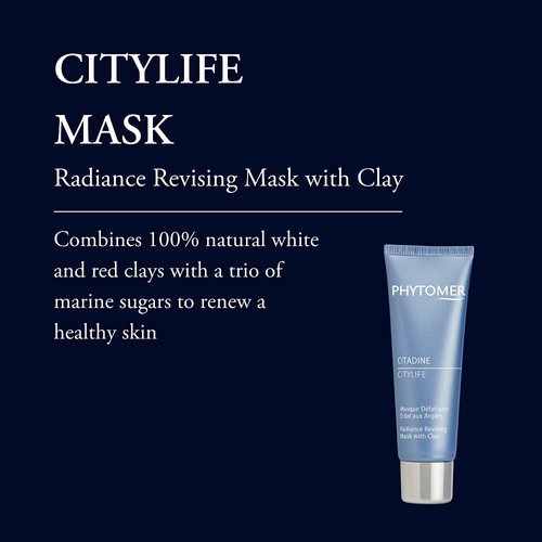 Phytomer Citylife Firming Clay Face Mask | 100% Natural White & Red Clay Face Mask | Renew Healthy Skin | Reduce Pores & Improve Texture of Dull Skin | 50ml