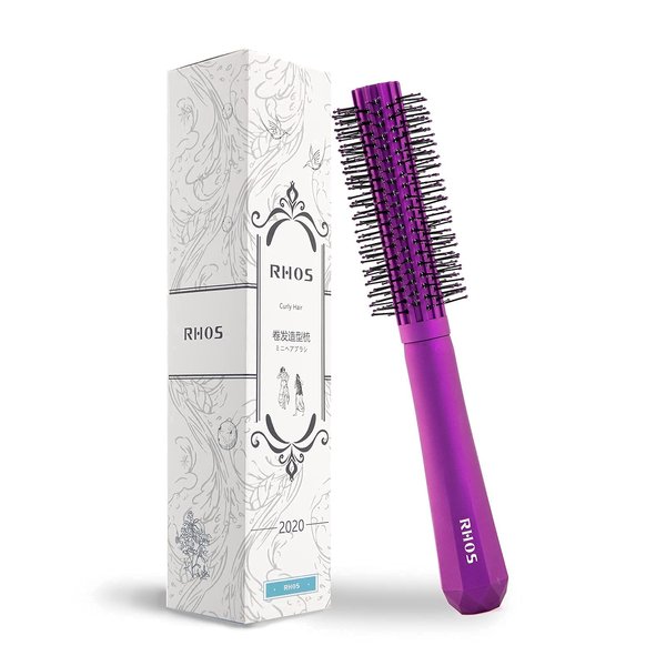 RHOS Round Brush for Blow Drying, Curling/Straightening - 1.5 inch Round Hair Brush for Bangs, Thin, Short, Curly Hair , Heat Resistant Hair Brush for Women and Men, Purple