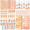 Groovy Party Favors 72 PCS Retro Boho Slap Bracelets DIY Stickers Temporary Tattoos Keychains Plastic Straws Gift Bags for Retro 60s 70s Boho Themed Birthday Party Baby Shower Classroom Rewards