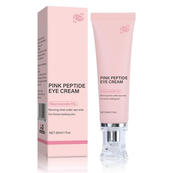 PDRN Pink Peptide Eye Serum Cream, Hydrating & Firming Eye Cream for Dark Circles, Anti-Aging Treatment Reduces Fine Lines, Uneven Skin Tone, Soothing Pink Moisturizer with Peptides, 1.01fl.oz (1)