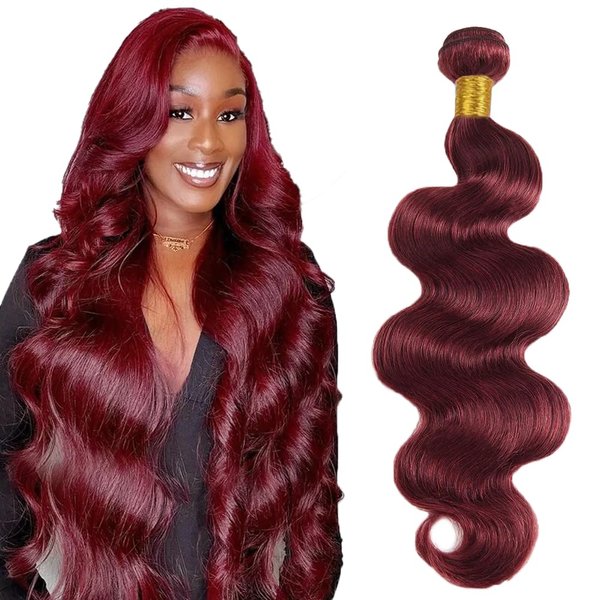 99J Human Hair Bundles Burgundy Human Hair Bundles 34 Inch Brazilian Wine Red Body Wave Bundles Human Hair Unprocessed Virgin Hair 1 Bundle Burgundy Body Wave Bundles