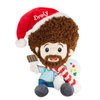 Bob Ross Gifts - Personalized - Christmas Plush Stuffed Character with Paintbrush - Your Name on Santa Hat (Personalized Christmas)