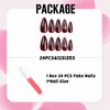 IMSOHOT Wine Red Press on Nails Almond Medium Fake Nails Cute Bow with Rhinestones Acrylic Full Cover Glue on Nails Glossy False Nails Kits for Women Red Gel Natural Nails 24 Pcs