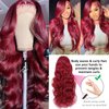 99J Burgundy Lace Front Wigs Human Hair 200 Density 26 Inch 13x4 Body Wave HD Lace Front Wigs Human Hair With Pre Plucked Glueless Red Wig Wine Red Lace Front Wigs