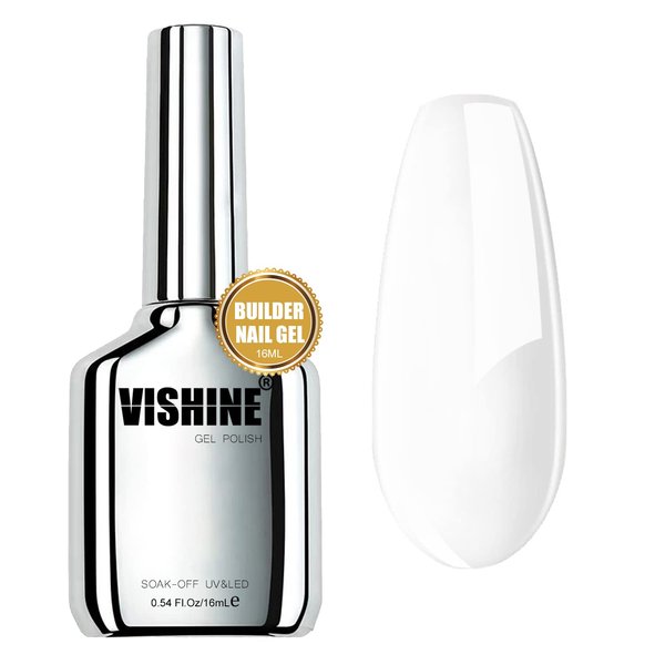 Vishine Builder Nail Gel, 16ml Clear Gel Builder for Nails, Hard Gel Builder Nail Strengthener Construction Gel Base Gel False Nail Tips Glue Gel in a Bottle Salon Nail Art DIY