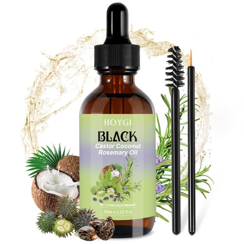 HOYGI Castor Oil Cold Pressed Hair Growth Oil, Coconut Oil Rosemary Oil for Hair Growth with Biotin Caffeine Argan Oil for All Hair Styles 2 Fl Oz/pcs