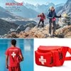 NOVAMEDIC Pack of 3 First Aid Empty Fanny Pack, 8"x2"x6", Waist Bag with 3 Zippered Compartments & Adjustable Strap for Lifeguard, Hiking, Travel Men & Women, Durable, Red