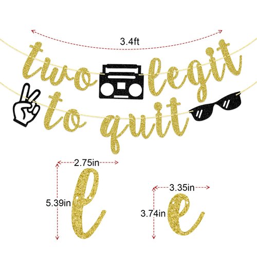 Two Legit To Quit Banner, Second Birthday Banner, Hip Hop Party Decorations, 2nd Birthday Party Decor