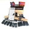Puerto Rico Dominoes Adult Size Solid Black Puerto Rican Double six Domino Set - Full Game with Reusable Score Pad and Wooden Racks - Perfect for Family Fun!