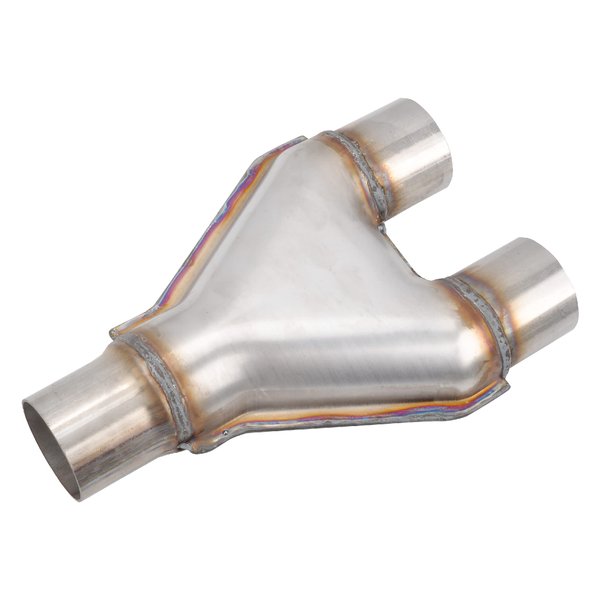 FGJQEFG T409 Stainless Steel Y Pipe 2.75'' Inch ID Single to 2.5'' Inch ID Dual Stamped Exhaust Adapter Connector, Overall Length: Approx. 10", Universal