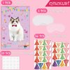T-Antrix Pin The Hat on The Cat Party Games -Cat Themed Birthday Games for Girls with 21'' x 28'' Poster, Resuable Hats Stickers Carnival Party Supplies Kids Birthday Party Favor Sets