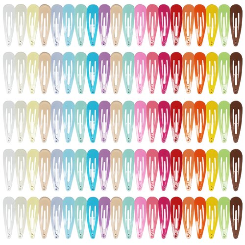MJIYA 100 Pack Clips for Hair, Hair Barrettes For Girls Metal Snap Hair Clips Accessories (Multicolor 3-5CM)