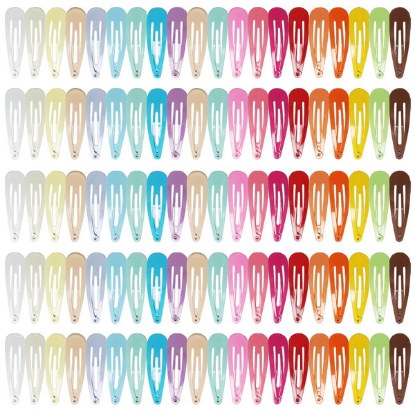 MJIYA 100 Pack Clips for Hair, Hair Barrettes For Girls Metal Snap Hair Clips Accessories (Multicolor 3-5CM)