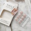 Fall Maple Leaf Press on Nails Short Fake Nails Thanksgiving Artificial Nails Pink False Nails with Yellow Maple Designs Square Glue on Nails Gradient White Acrylic Nails Cute Stick on Nails for Nails