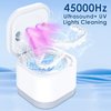 ABSKRYO Ultrasonic Retainer Cleaner with UV Light 45000Hz Ultrasonic Cleaner for Dentures Aligners Mouth Guards and Toothbrushes Ultrasonic Jewelry Cleaner Machine with Two Mode Settings and Timer