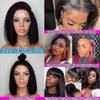 RHAH Kinky Straight Human Hair Wigs for Black Women 13x4 HD Lace Frontal 10 Inch Short Bob Lace Front Wigs with Baby Hair Pre Plucked Italian Yaki Straight Wig Free Parting 150% Density
