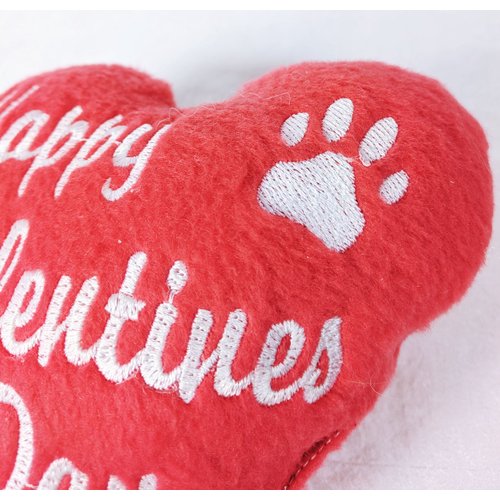 Yappy Valentine's Day, Squeaky Dog Toy Made in US, for Dogs, All Breeds, Best for Gentle Dogs, Yappy Valentine's Day, Paw Print, Plush Squeaker Dog Toys, Dog Valentine Gift