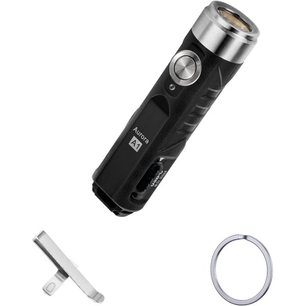 RovyVon Aurora A1 LED Keychain Flashlight, USB-C Rechargeable EDC Flashlight, 650 Lumens Super Bright with EDC Pocket-Sized, Momentary On, Lock Mode,Gift for Daily Use Outdoor(Black)