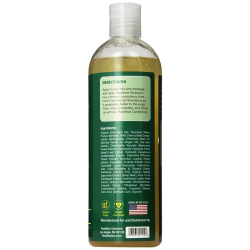 Real Aloe Aloe Vera Hair Shampoo with Argan Oil & Oat Beta, 16 Oz