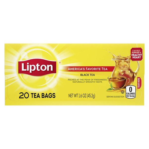 Lipton Tea Bags, Black Tea, Iced or Hot Tea, Can Support Heart Health, 20 Tea Bags(Pack of 12)