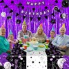 Purple Black Birthday Decorations for Women Girls, Happy Birthday Party Decorations for Her Him Bday Party Supplies Balloons Tablecloth Foil Fringe Curtains Hanging Swirls Decor Pennant Flag